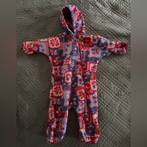 Patagonia Baby Patterned Fleece Synchilla Bunting - Red and Blue